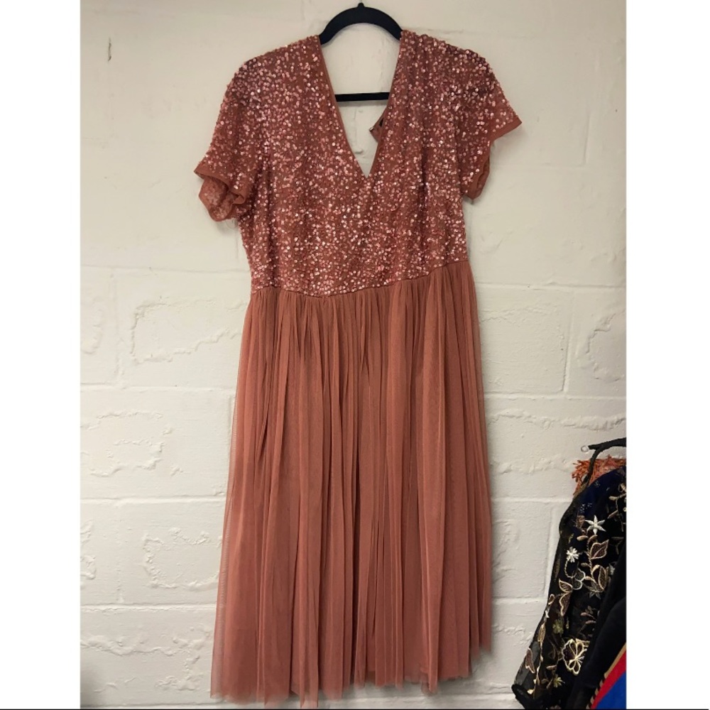 ASOS Sequin and Tulle Dress Blush Pink